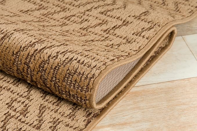 Custom Length Cut to Size Tribal Ethnic Southwestern Inspired Hallway Runner Rug, Non Slip Rubber Backed, 31 inch Wide X Customized Length, Inca Tan, 31 inch X 6 feet