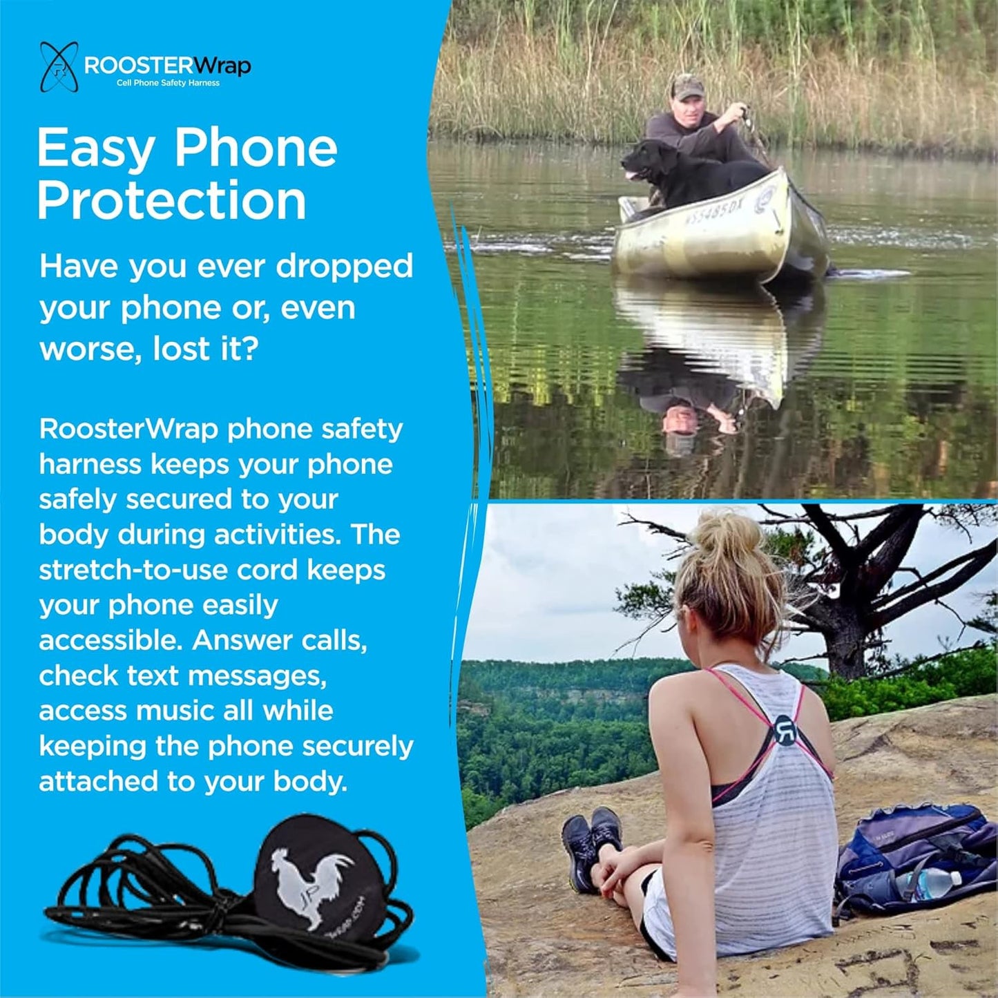 Red Retractable Cell Phone Holder, Mobile Phone Chest Mount, Universal Accessory with Body Lanyard