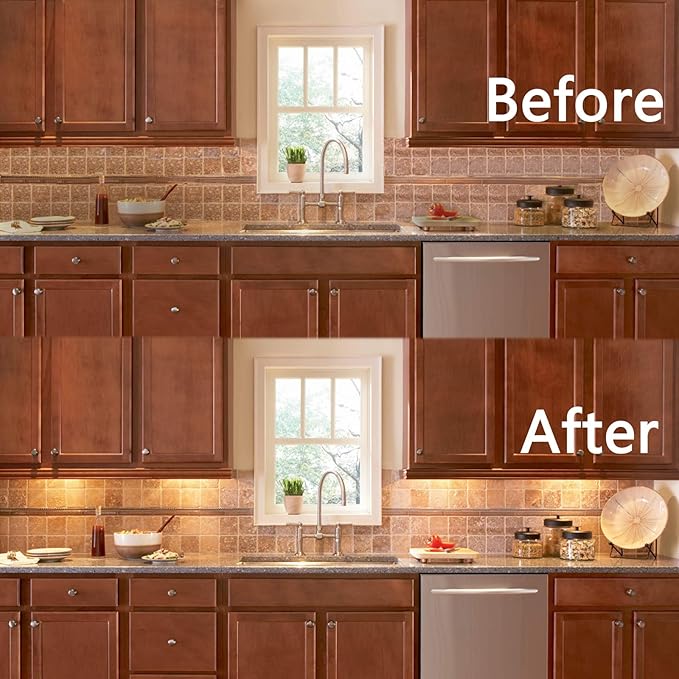 JUSJUBR Under Cabinet LED Sink Light - 12 Inch, Warm White 3000K Dimmable USB Light Bar with Memory Function, Slim Design for Room (No Plug)