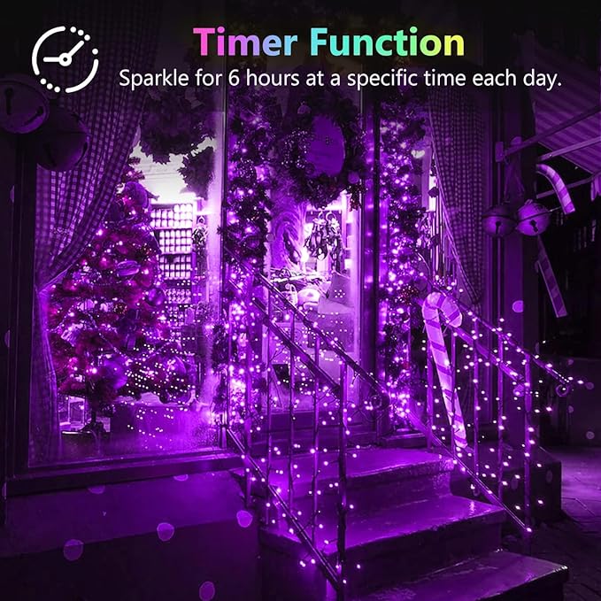 2 Pack 100LED Christmas Battery Operated Fairy Lights with Remote, 8 Modes String Lights with Timer, Dimmable, Memory Function, Waterproof Twinkle Lights for Outdoor Indoor Christmas Decor(Purple)