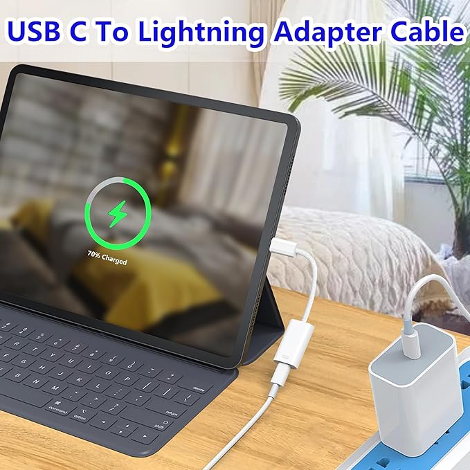 USB C to Lightning Adapter Cable, 2Pack USB C Male to Lightning Female Adapter Support 20W PD Fast Charging&Data Transfer Converter for iPhone 15 Series, iPad Pro, Galaxy (White, 2Pcs, Not for Audio)
