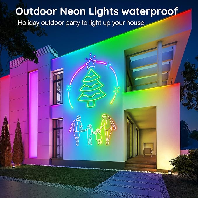 AILBTON 150Ft Neon Rope Lights,Flexible Led Rope Lights Control with App/Remote,Multiple Modes Rope Lights,IP65 Outdoor RGB Led Neons Lights,Music Sync Gaming Led Neon Light Strip for Bedroom Decor