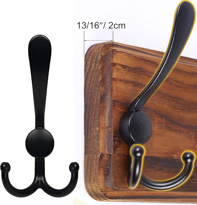 SKOLOO Rustic Large Wall Mounted Coat Rack-38.6'' Long Coat Rack for Wall, Pine Solid Wood Coat Rack Hook, Farmhouse Coat Hanger Wall Mount for Hanging Jacket Coat Hat, Pack of 2