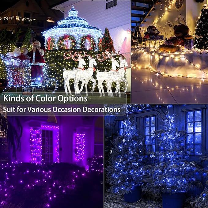 Brizled Christmas String Lights, 33ft 100 LED Color Changing Christmas Lights with Remote, RGB Christmas Tree Light Dimmable Music Plugin Mini Xmas Light Outdoor for Xmas Party Home