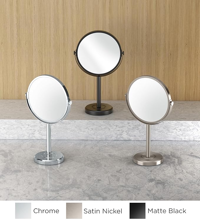 Gatco 1386C Latitude II Minimalist Bathroom Counter Top Vanity, 3x Magnification Makeup Mirror, 12.5" Height, Chrome