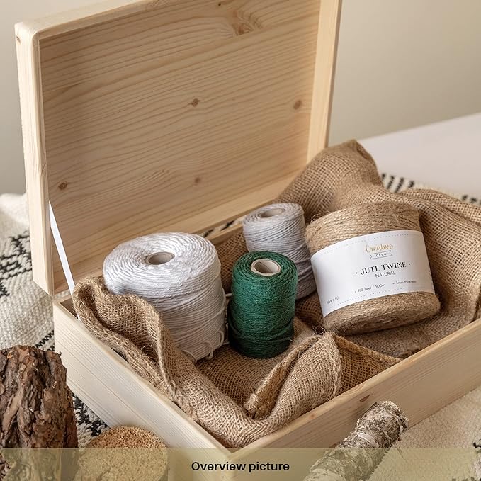 XL Large Wooden Storage Box with Hinged Lid | 15.8x11.8x5.5 inches (+-0.5) | Plain Unpainted Gift Box Tool Toy Kitchen Clothes Jewelry | Rough & UNSANDED Wood Keepsake