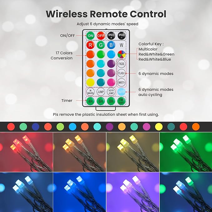 Toodour Christmas Icicle Lights Outdoor, RGB Color Changing Icicle Light with 60 Drops, 29.5ft 360 LED Christmas Lights - Window Fairy Twinkle Light for Home, Garden, Outdoor Xmas Decorations