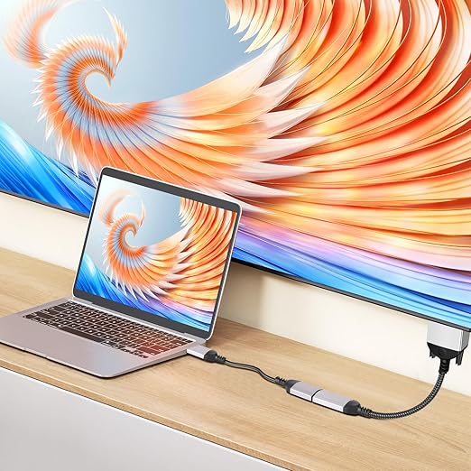 HDMI to VGA Adapter Cable 8 inch Uni-Directional Only,Gold-Plated 1080p@60Hz HDMI Female to VGA Male Braided Cord for PC,Laptop,Monitor,HDTV, Roku, Xbox, PS5