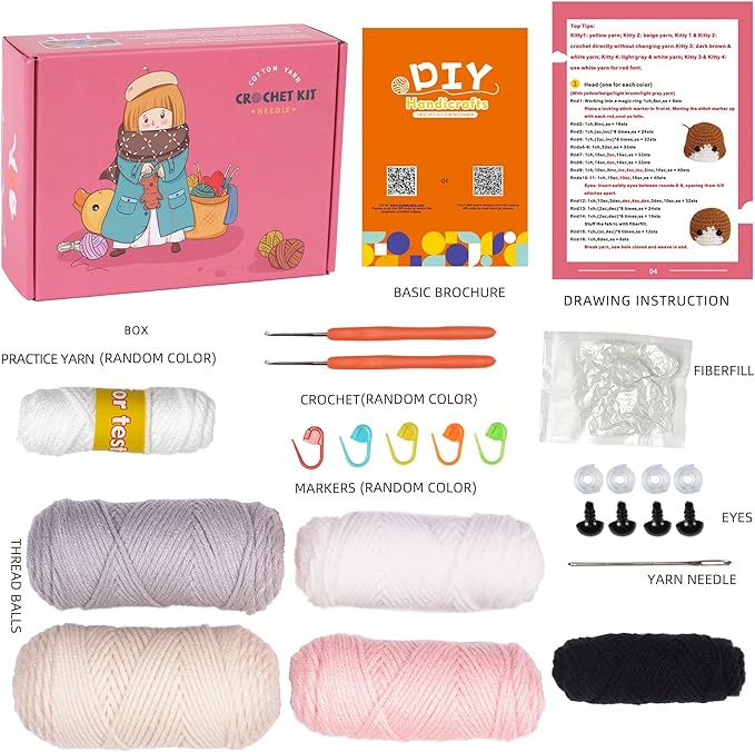 Wizardi Amigurumi DIY Crochet Kit - Cats F07N8-M123
