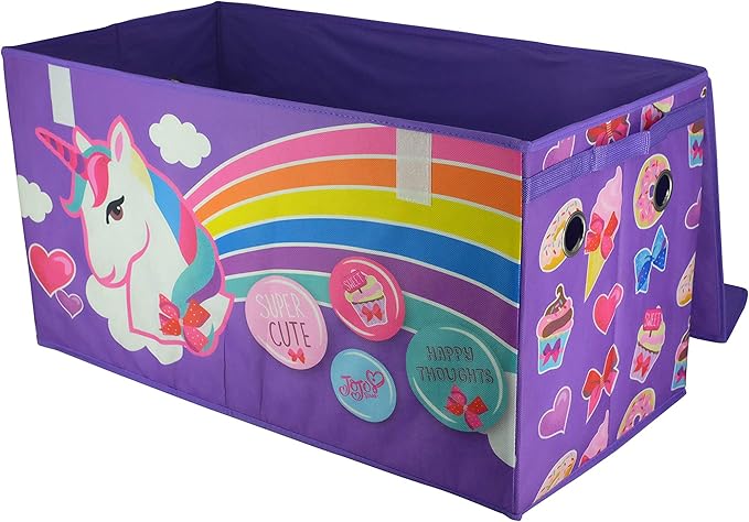 Idea Nuova JoJo Siwa Collapsible Children’s Toy Storage Trunk, Durable with Lid, Purple