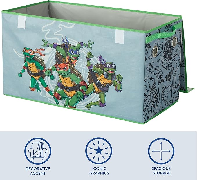 Idea Nuova Teenage Mutant Ninja Turtles Collapsible Storage Trunk, Durable with Soft Lid, 28.5"x14.5"x16"
