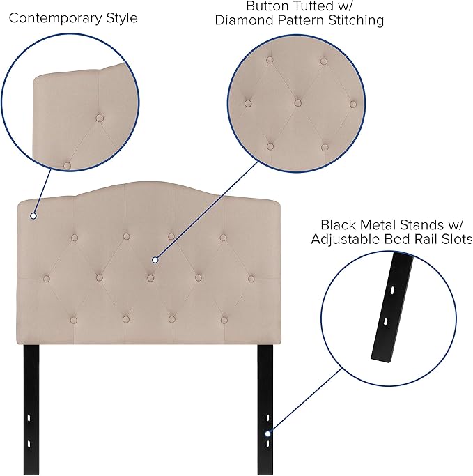 Flash Furniture Cambridge Tufted Upholstered Twin Size Headboard in Beige Fabric