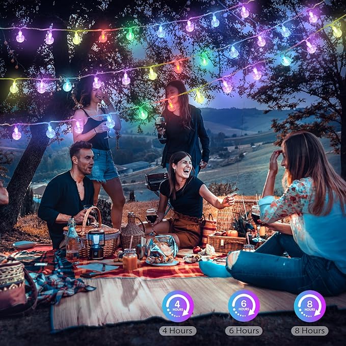 Color Changing String Lights Plug in, 33ft 60LED Connectable Crystal Globe String Light Remote, Decorative Outdoor Twinkle Lights for Girl Gift Bedroom Patio Garden Tent Camp Party Christmas Décor