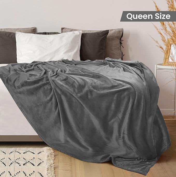 Utopia Bedding Grey 300GSM Fleece Blanket (Queen Size - 90x90 Inch) Luxury Soft Bed Blanket (Bulk Pack of 9)