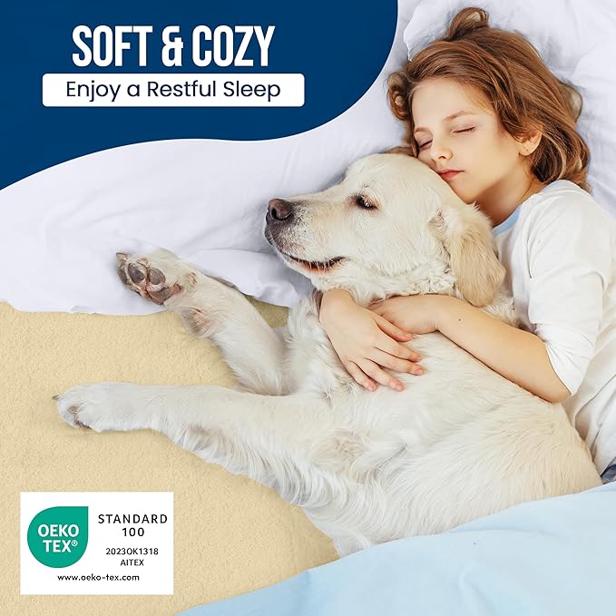 Utopia Bedding Waterproof Mattress Protector Queen Size, Premium Terry Mattress Cover 200 GSM, Breathable, Fitted Style with Stretchable Pockets (Beige)