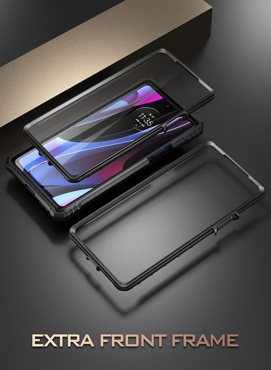 Poetic Revolution Case for Moto Edge Plus 5G (2022) - XT2201, Rugged Full-Body Cover with Kickstand & Screen Protector,