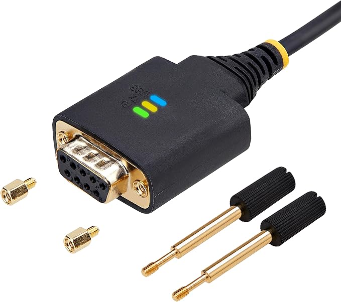 StarTech 6ft (2m) USB to Null Modem Serial Adapter Cable, COM Retention, FTDI, USB-A to RS232, LED Indicators, Changeable DB9 Screws Nuts