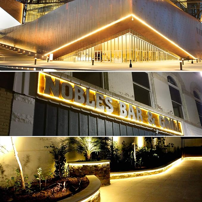 LED Rope Lights Outdoor Waterproof, 131.2ft Rope Lighting Warm White Light Strip, 110V LED Strip Lights Indoor, Connectable String Tape Light for Backyards, Patio, Decorative Lighting