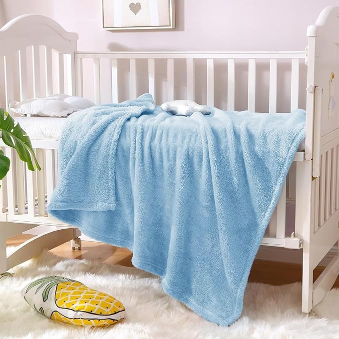 Exclusivo Mezcla Plush Fuzzy Fleece Throw Blanket, Super Soft, Fluffy and Warm Blankets for Couch, Bed, All Season Use (40x50 Inches, Light Blue)