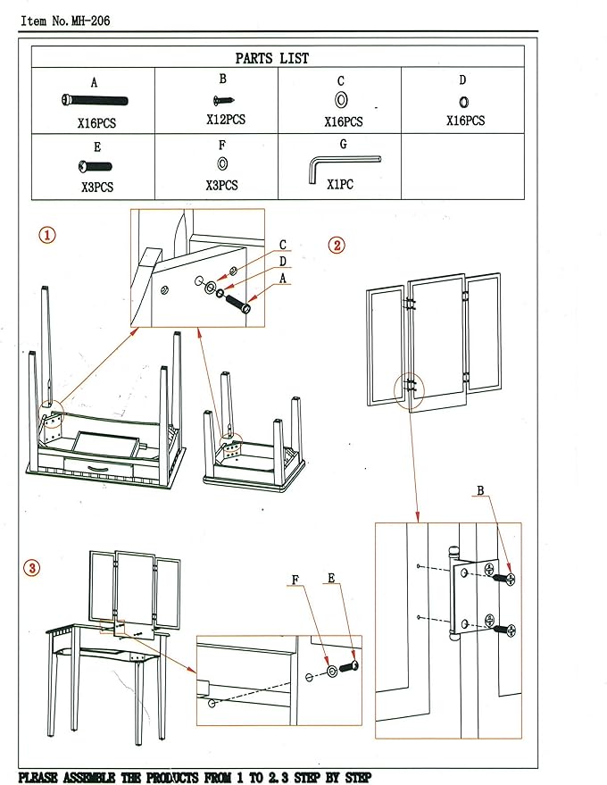 Frenchi Home Furnishing Vanity Set with Stool and Mirror