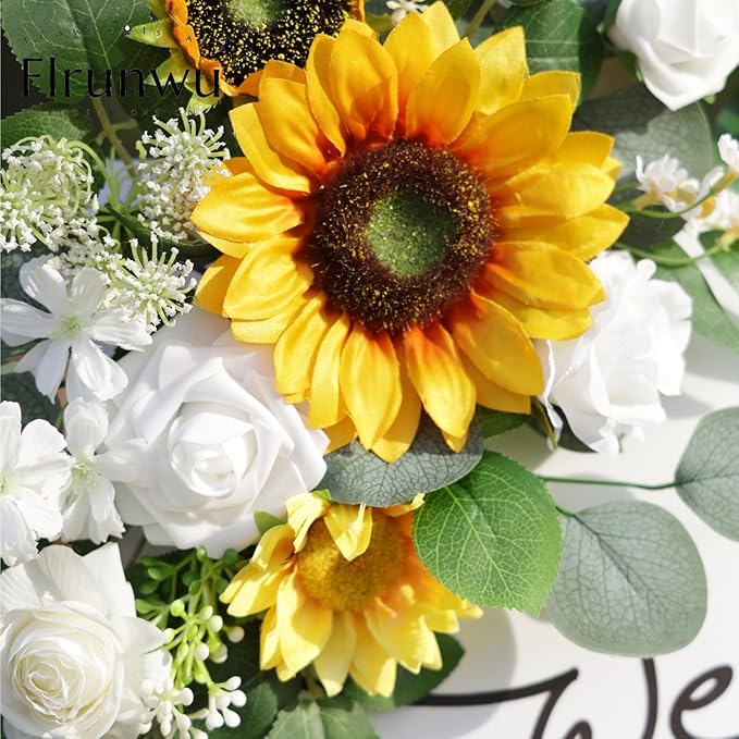 Artificial Flowers Decorations Pack of 2,Centerpieces for Wedding Reception Backdrop Decoration, Floral Decor Wall Home Entryway OutdoorDecorations (Sunflower)
