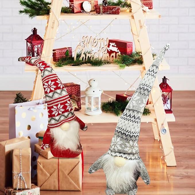 Gnome Christmas Ornaments, Handmade Swedish Tomte Gnomes Plush Scandinavian Santa Elf Table Ornaments Christmas Decoration Home Decor (Wool Snowflake, Set of 3)