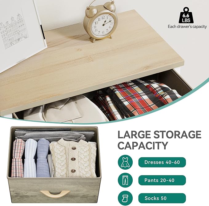 YITAHOME Dresser with 4 Drawers - Fabric Storage Tower, Organizer Unit for Bedroom, Hallway, Hallway, Closets - Sturdy Steel Frame, Wooden Top & Easy Pull Fabric Bins