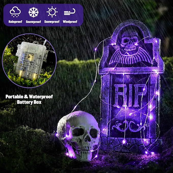 JMEXSUSS 2 Pack Christmas Fairy Lights Battery Operated, Total 400 LED 132ft Purple Christmas String Lights Indoor with Remote, 8 Modes Copper Wire Twinkle Lights for Bedroom Wall Tree Decor
