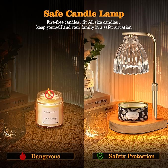 Christmas Gifts for Women Candle Warmer Lamp with Adjustable Height, Timer & Dimmer, Birthday Gifts for Women, Elegant Gift Box & Greeting Card, Candle Lamp with 2 Bulbs for Home Decor/Bedroom/Office