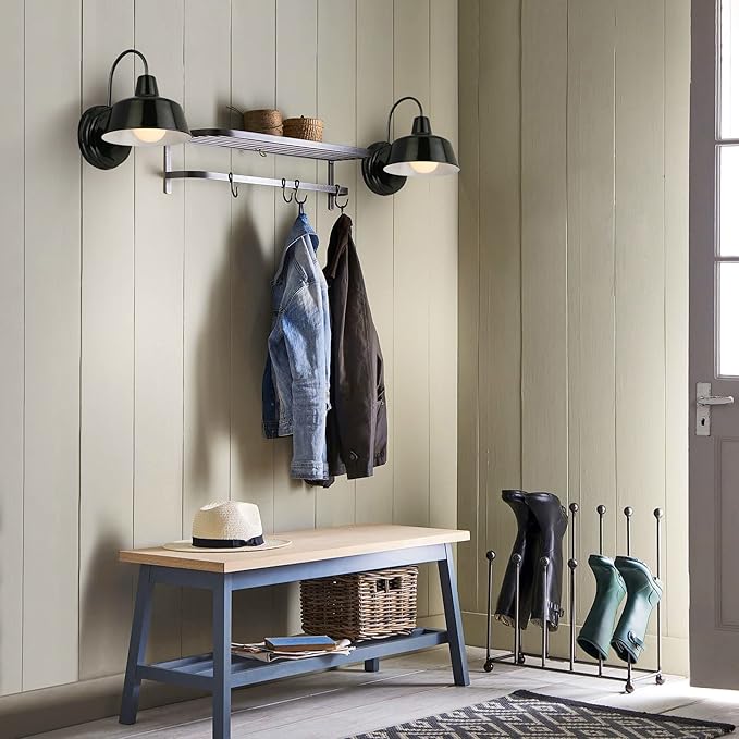 Design House Mason Barn Light Indoor/Outdoor Wall Mount Modern Industrial Farmhouse Wall Light for Patio, Garage, Bathroom, Office, Kitchen, 8-Inch, Satin Black, 579367