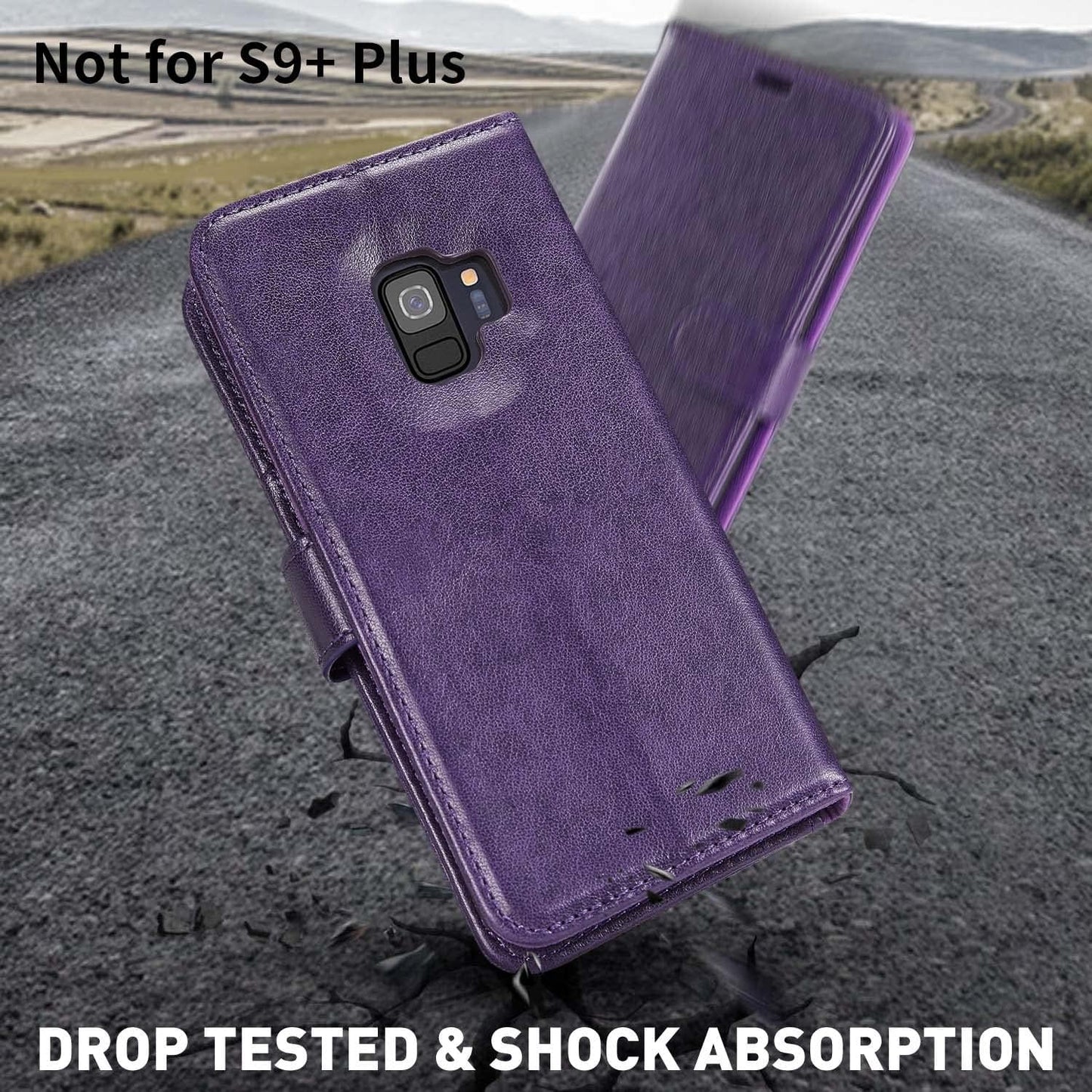 MONASAY Wallet Case for Galaxy S9, 5.8-inch, RFID Blocking, Flip Folio Leather Cell Phone Cover with Credit Card Holder