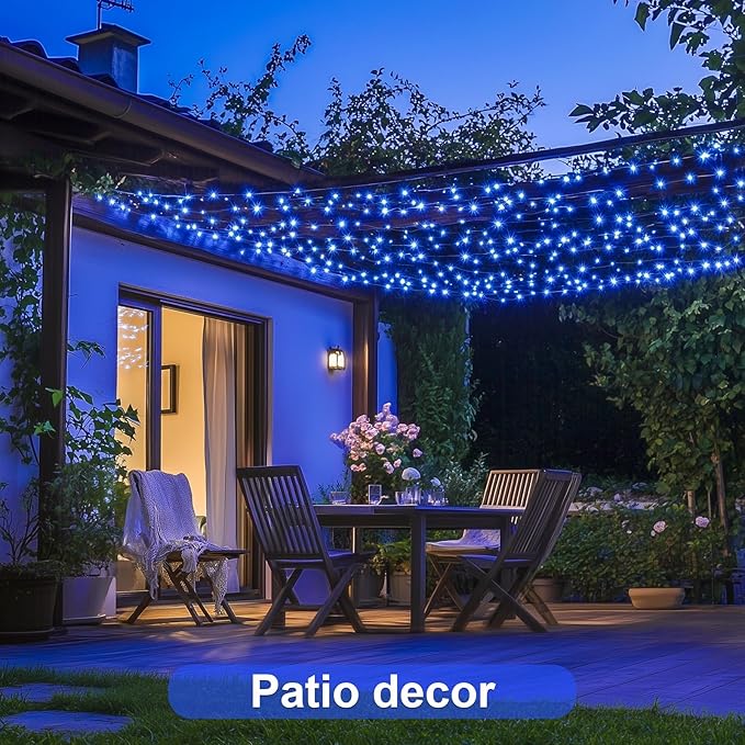JMEXSUSS 8 Pack 50 LED Blue Fairy Lights Battery Operated Halloween Christmas Decorations