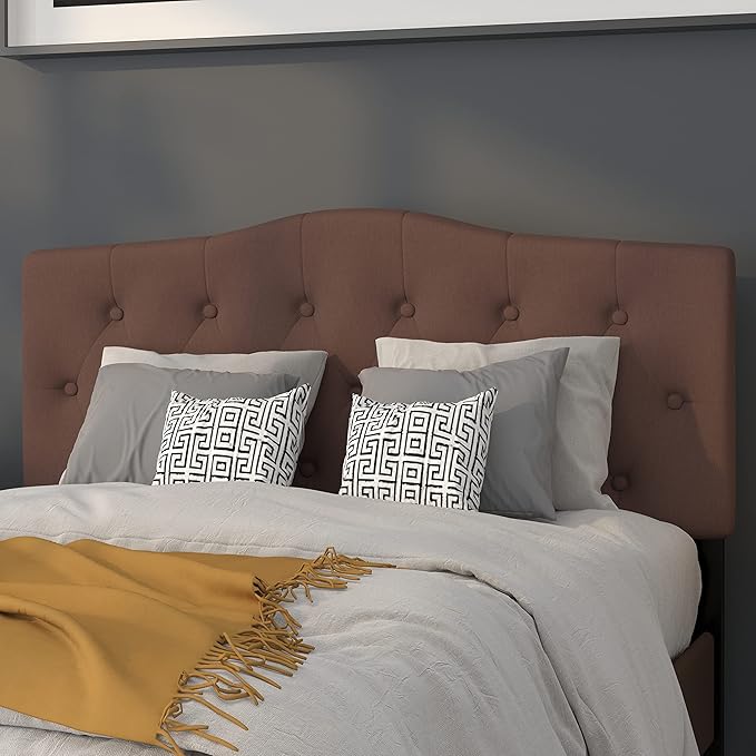 Flash Furniture Cambridge Button Tufted and Diamond Stitched Upholstered Full Size Headboard in Camel Fabric