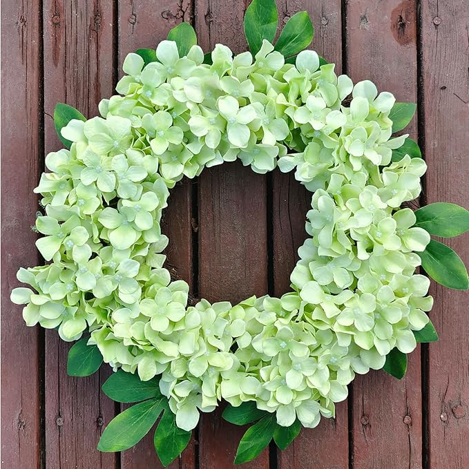 20 Pcs Green Hydrangea Artificial Flowers Bulk, Faux Hydrangea Flowers Heads, Artificial Fake Silk Hydrangea Flowers with Stems, Green Flowers Artificial for Decoration Wedding Décor Crafts