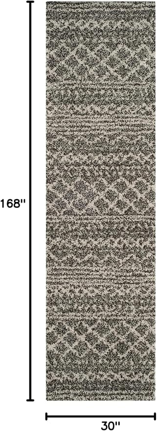 SAFAVIEH Arizona Shag Collection Runner - 2'6" x 14', Brown & Ivory, Moroccan Design, Non-Shedding & Easy Care, 1.6-inch Thick, Ideal for The Living Room, Dining, Bedroom (ASG741B)