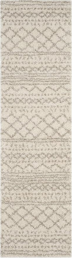 SAFAVIEH Arizona Shag Collection Runner Rug - 2'3" x 20', Ivory & Beige, Moroccan Design, Non-Shedding & Easy Care, 1.6-inch Thick Ideal for High Traffic Areas in Living Room, Bedroom (ASG741A)