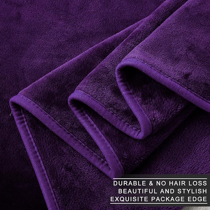 Polar Fleece Blankets King Size for The Bed Extra Soft Brush Fabric Super Warm Sofa Blanket 90" x 108"(Purple King)