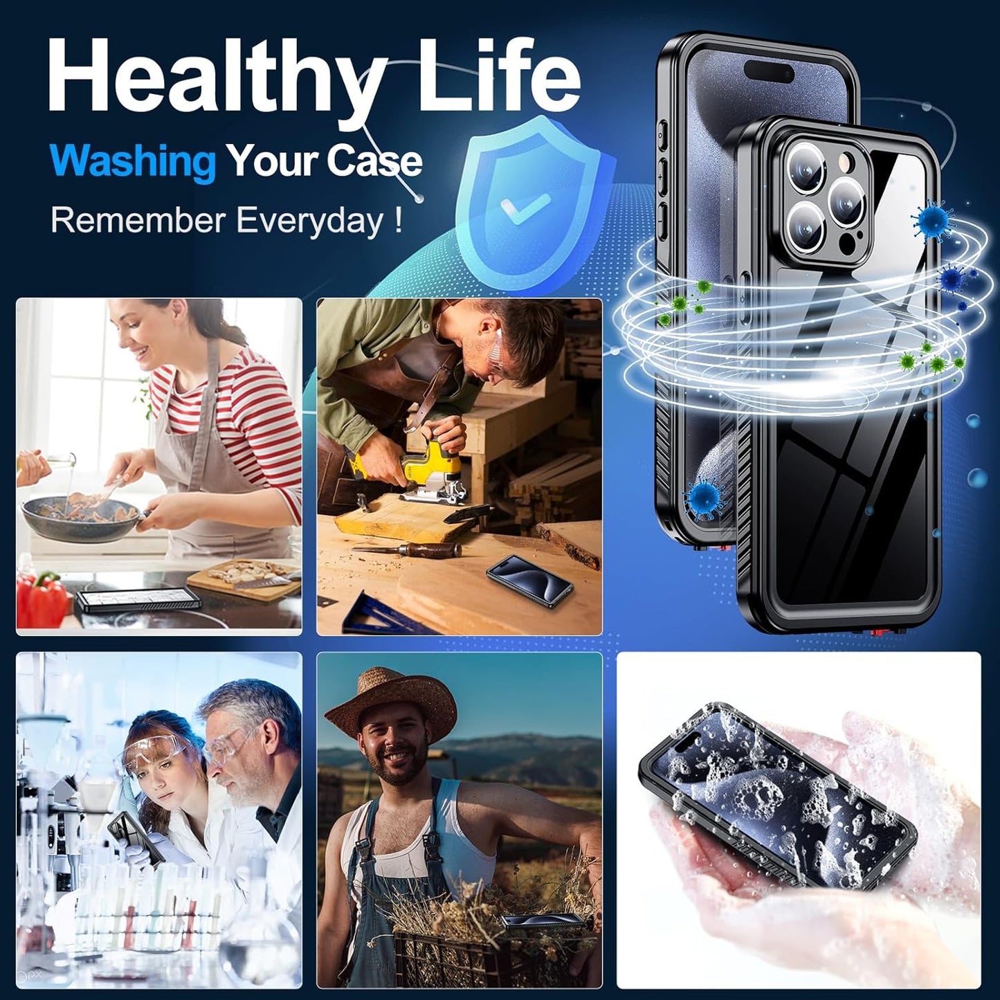 MOZOTER Waterproof Case for iPhone 15 Pro Max, IPX8 Underwater, Full Body Shockproof, Built-in Screen Protector, 6.7