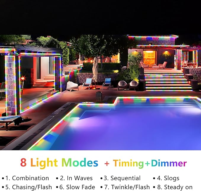 KNONEW 328FT 1000LED Rope Lights for Outside,Outdoor String Lights Waterproof 8 Modes Clear Tube Light for Indoor,Bedroom,Wedding,Garden,Patio,Christmas,Tree,Rv,Holiday Decoration(Multicolor)