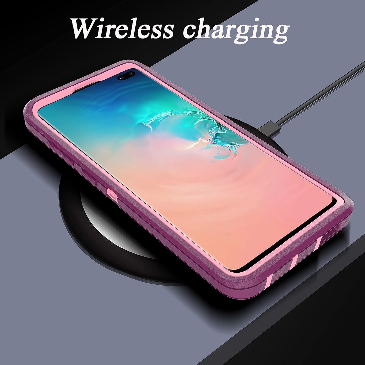 S10 Plus Case with Self Healing TPU Film [2 Pack] and Camera Lens Screen Protective Film [2 Pack], YmhxcY Heavy
