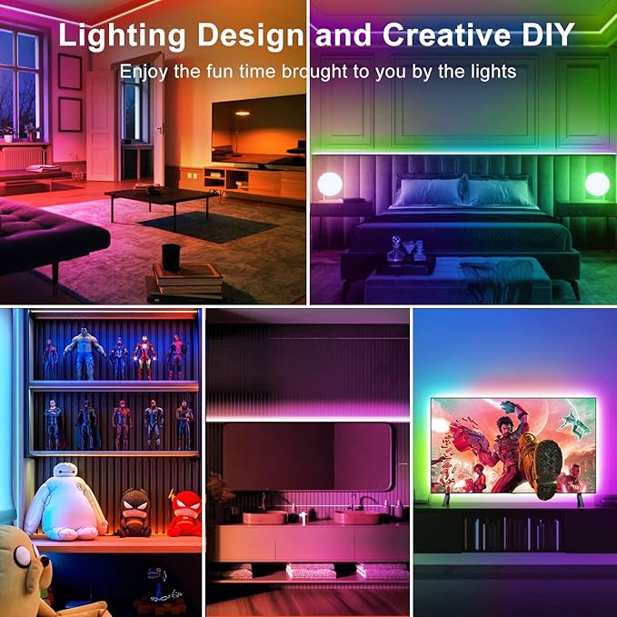 TJOY LED Lights for Bedroom 100ft, RGB Color Changing Led Strip Lighting with Remote and Smart APP Control, Music Sync Rope Lights via Bluetooth for Kitchen, TV, Room Decor