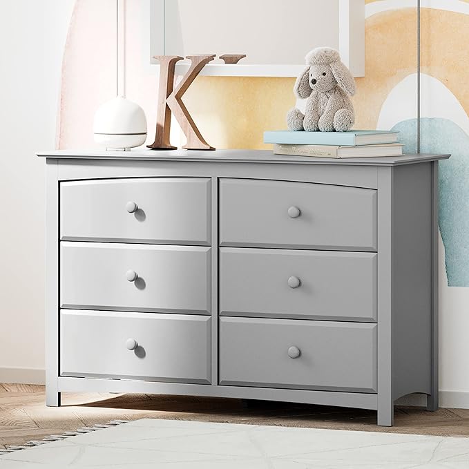Storkcraft Kenton 6 Drawer Universal Dresser (Pebble Gray) – Dresser For Kids Bedroom, Chest Of Drawers For Bedroom With 6 Drawers