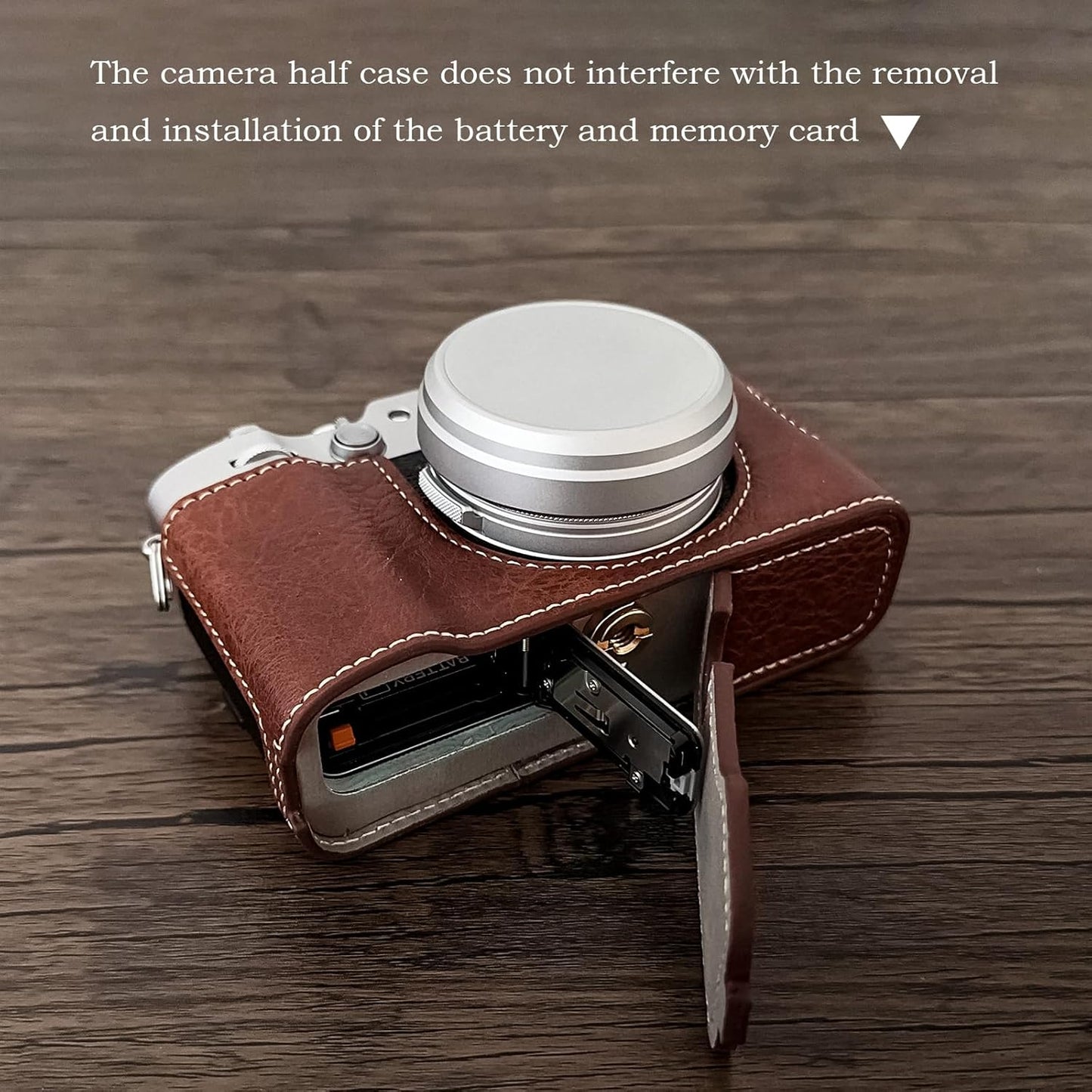 X100VI Camera Case, PU Leather Half Case Compatible with Fujifilm X100VI Digital Camera - Brown
