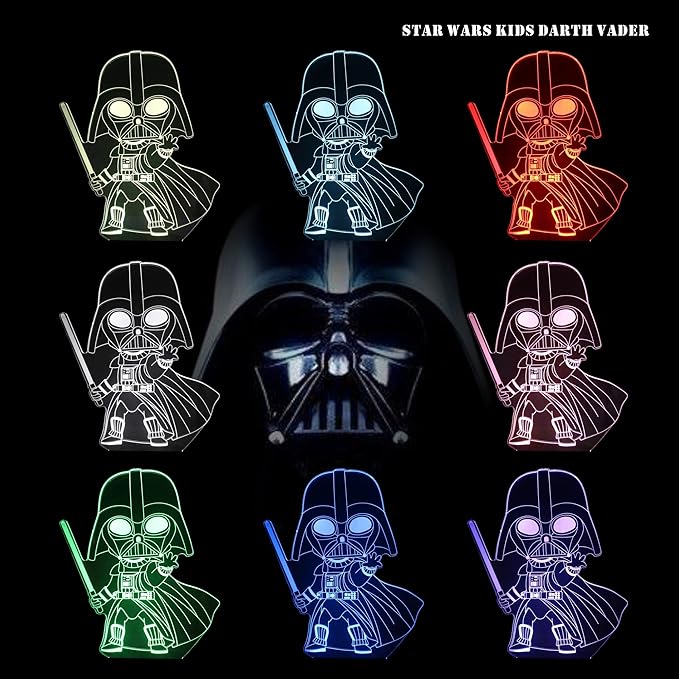 2 Bases 5 Patterns Star Wars Gifts 3D Illusion Lamp - Baby Yoda Night Light, 7 Color Change, Christmas Gifts for Star Wars Fans Boys Girls Men