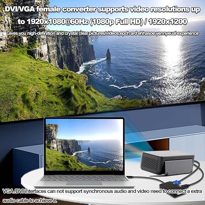 DisplayPort to HDTV VGA DVI Adapter DP to VGA DVI HDTV 3 in 1 Adapter Converter Male to Female Cable for PC Laptop TV Projector