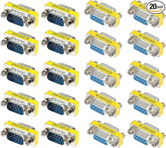 abcGoodefg 9 Pin RS-232 DB9 Male to Male Female to Female Serial Cable Gender Changer Coupler Adapter (20 Pack, DB9 Male to Male Female to Female)