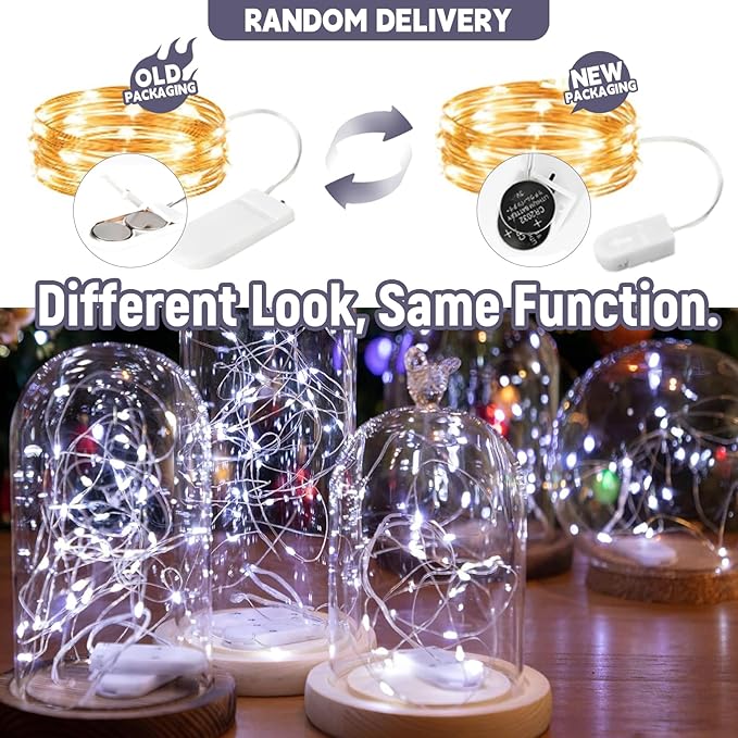 12-Pack LED Fairy Lights 7 Feet Battery Powered Waterproof Silver Wire 20 Slim Copper Wire Pastel Lights for DIY Wedding Party Bedroom Patio Easter Christmas (White)