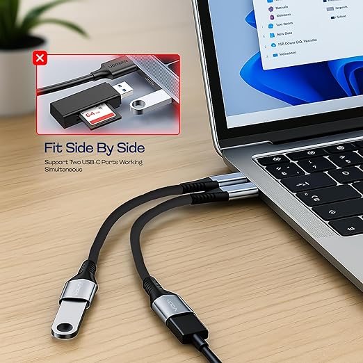 OTG USB-C to USB 3.0 Adapter [2Pack] Thunderbolt 3 Compatible with Apple MacBook Pro/Air iPhone 16 Pro Max/Plus/15 Samsung Galaxy S24/S23/S22/S21 (Black)