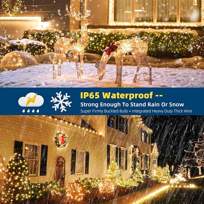 170FT 500 LED Christmas Lights Outdoor Indoor, Waterproof Christmas Tree Lights for Christmas Decorations with Timer, 8 Modes Memory Function (Warm White)