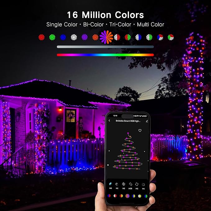 Brizled Smart Christmas Lights, 66ft 200 LED Color Changing Mini Lights, WiFi APP Controlled Xmas Tree Light, Dimmable Christmas Light Work with Alexa Google Home for Indoor Outdoor Year-Round Decor